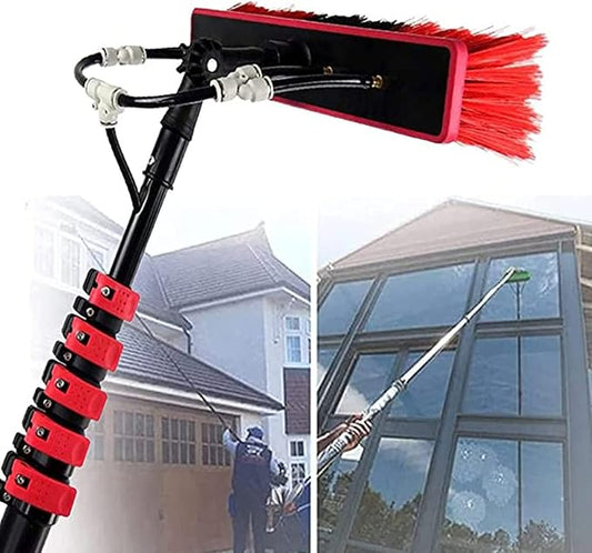Window Cleaning Pole, Water Fed Telescopic Window Cleaning Brush, Extendable Cleaner Roof Cleaning Tools Window Cleaner Kit for Photovoltaic Panel, Trucks, Bus, Cars,36ft/10.8m-55cmBrushhead