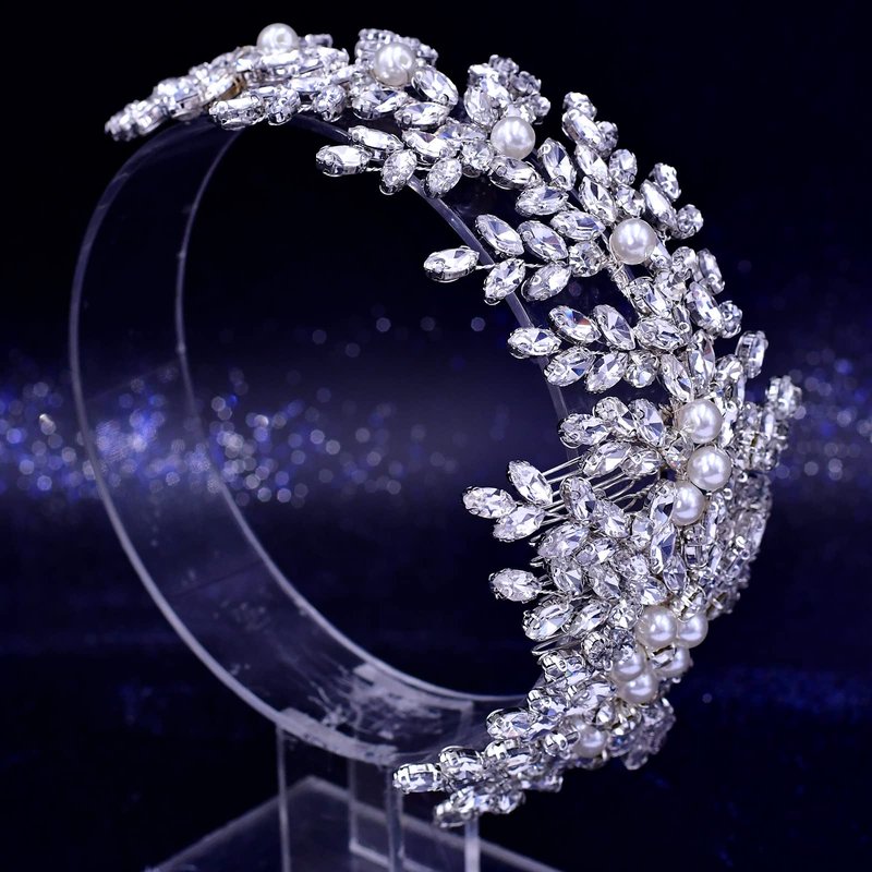 AMORARSI Crystal Wedding Hair Comb Bridal Hair Accessories Pearl and Rhinestone Bridal Side Combs for Women and Girls （Silver）
