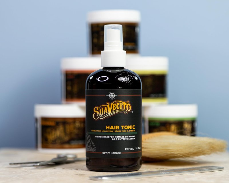 Suavecito Hair Tonic Spray 8 oz. Adds Refinement & Resilience To Hair - Combats Dryness, Buildup & Breakage - Nourishes Scalp - Alcohol Free, Paraben Free, Sulfate-Free - Rosemary, Witch Hazel