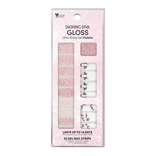 Dashing Diva Gloss Holiday Nail Strips - Light Show | UV Free, Chip Resistant, Long Lasting Gel Nail Stickers | Contains 32 Wraps, 1 Prep Pad, 1 File