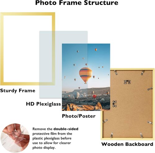 JCJMY 13x18 Picture Frame - Elegant Gold Design for Horizontal & Vertical Wall Display | Perfect for Posters & Photos