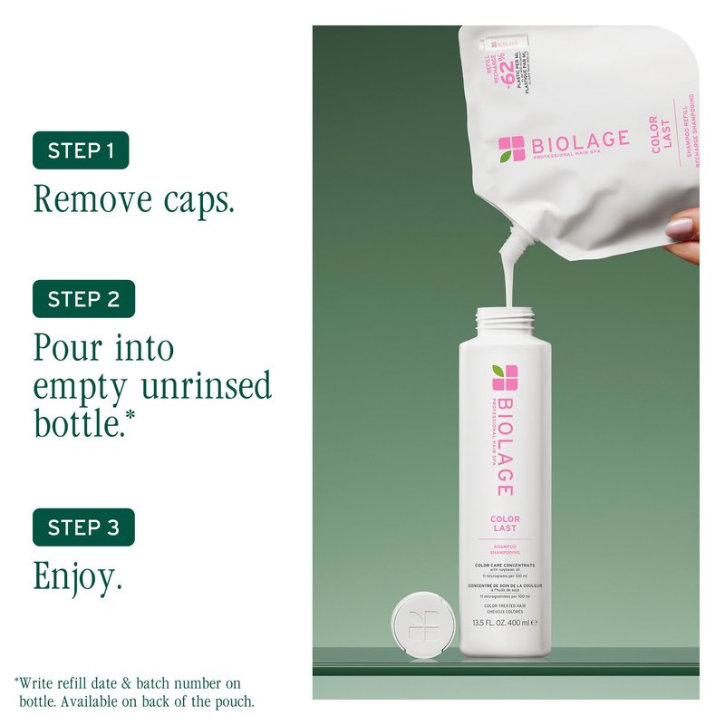 Biolage Color Last Shampoo and Refill Shampoo Set - Protects & Preserves Color Treated Hair, Adds Shine, With Soybean Oil & Stearic Acid, Paraben & Mineral Oil-Free
