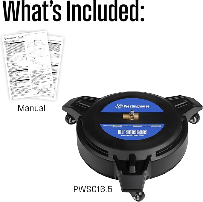 Westinghouse Universal 16.5" Pressure Washer Plastic Surface Cleaner Attachment - 3400 Max PSI, 1/4â Connector - for Gas and Electric Pressure Washers