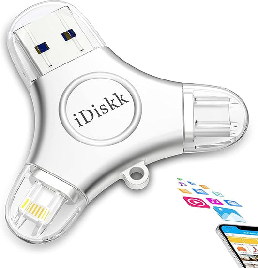iDiskk MFi Certified 1TB Photo Stick for iPhone 17/16/15/14 USB Flash Drive,USB-C Mutil Ports External Storage for iOS and Android Phone,iPhone Memory Stick auto Backup Videos/Photos/Files