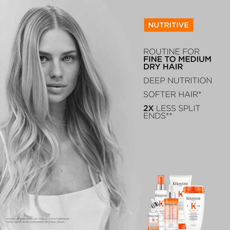 KERASTASE Nutritive Heat Protecting Spray | Nourishing Heat Protectant for Dry Hair | Detangle, Reduce Frizz & Fly-aways | For Fine to Medium Dry Hair | Lotion Thermique Sublimatrice | 5.1 Fl Oz