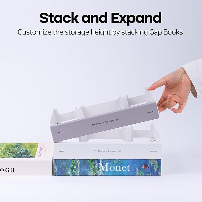 TastePick Book Shape Decorative Cable Management Box - Expandable Cable Organizer Box with Magnetic Closure for Home & Office (Serif, Standard)