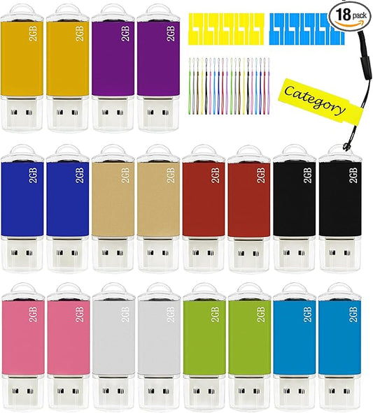 Thumb Drive 2GB USB Flash Drive 20 Pack Nicepicten Jump Zip Drive USB 2.0 Flash Drives 2GB Memory Stick with Lanyard & Label - Mixcolor