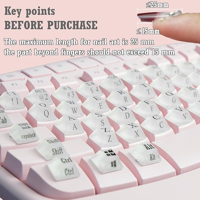 Ivaso 80 Pcs Keyboard Sticker for Long Nails Typing and Gaming, Symbolic and Alphanumeric Sticky Silicone Keys for Keyboards and Laptop (Translucent)
