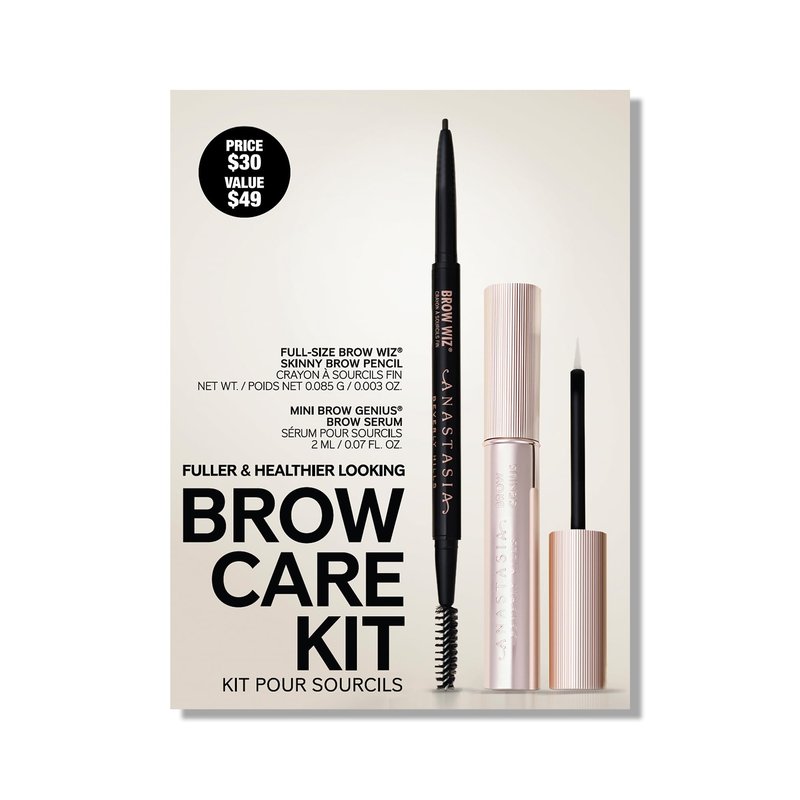 Anastasia Beverly Hills Brow Care Kit - Luxury Brow Revitalizing Set for Fuller-Looking Brows, Includes Strengthening Serum and Styling Wax - Ebony