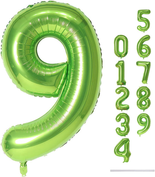 Regine Switzerland 40-Inch Green Foil Number 9 Balloon - Large Helium Decoration for Birthdays & Anniversaries