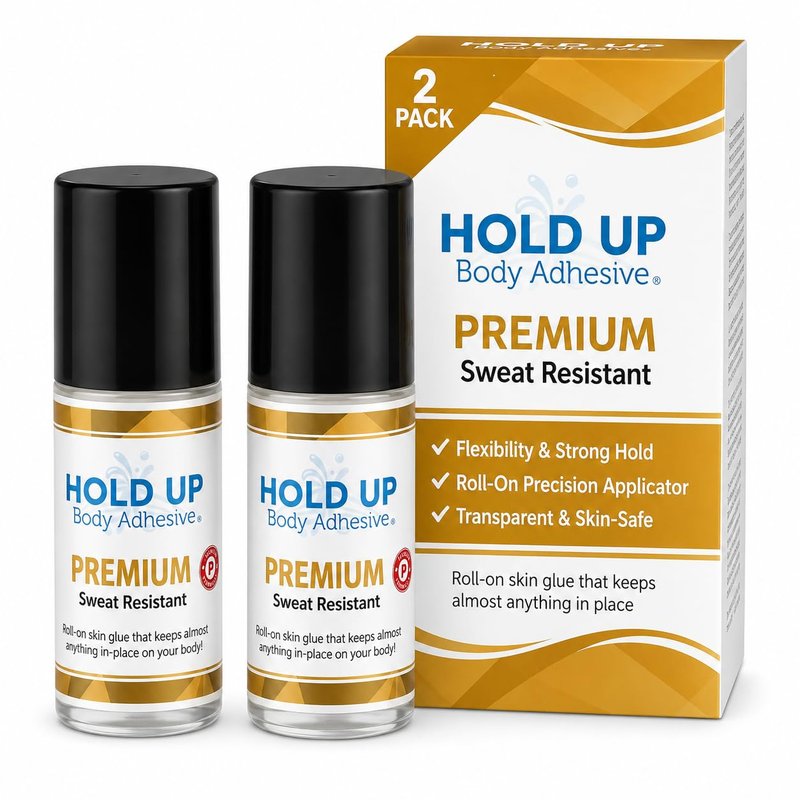 Hold Up Body Adhesive - Premium Roll-On Skin Glue for Dancers & Costumes | 2 oz, 2-Pack