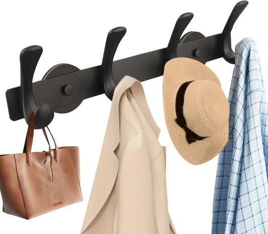 ULIBERMAGNET Strong Magnetic Double Hooks Rack - Heavy Duty Coat & Towel Hanger | 4 Hooks for Refrigerator & Cabinets