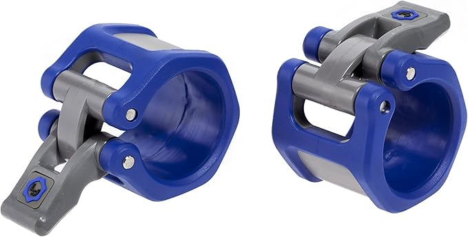 Lock-Jaw Barbell Collars HEX Olympic Barbell Clamps 2 Pcs – Heavy Duty Bar Clamps for 2” & 50mm Olympic Bars – Secure Weight Bar Clamps for Strength Training & Home Gym Accessories – Blue