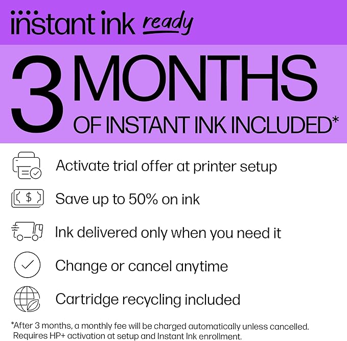HP OfficeJet Pro 8125e Wireless All-in-One Color Inkjet Printer, Print, scan, Copy, ADF, Duplex Printing Best-for-Home Office, 3 Month Instant Ink Trial Included, AI-Enabled (405T6A)