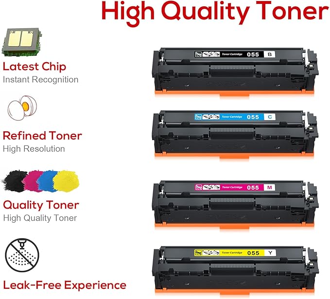 Jeostarky Remanufactured for Canon 055 055H with Display Capacity Chip Replacement for Canon 055 Toner Cartridge Set for Canon Color ImageClass MF743Cdw MF741Cdw MF745Cdw MF746Cdw Printer (4 Pack)