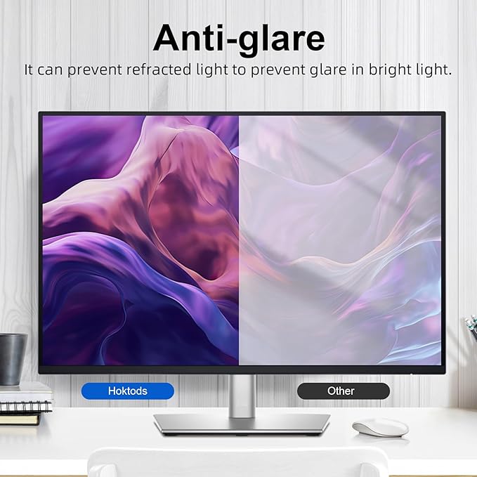 Hoktods Magnetic Computer Privacy Screen Filter 21.5 Inch, Removable Hanging Aluminum Alloy Privacy Shield for 16:9 Widescreen Monitor, Anti Spy Anti Scratch Anti Glare Blue Light Screen Guard