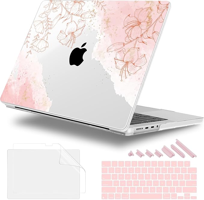 Lepeoac for MacBook Pro 16 inch Case M1 M2 M3 M4 M5 Pro/Max with Liquid Retina XDR, Release 2021-2025 2026 A3429 A3428, Hard Shell Case with Screen Protector & Keyboard Cover, Watercolor Floral