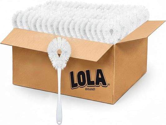 LOLA Toilet Bowl Brush w/Curved Head, 36 Pack, Coated Wire, Durable Poly Bristles, Reaches Under Toilet Bowl Rim