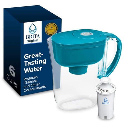 Brita Metro Water Filter Pitcher - BPA-Free, SmartLight Indicator, 6-Cup Capacity, Turquoise