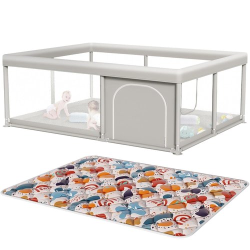 Hiaksedt Baby Playpen - Sturdy Safety Play Yard with Mat | 65 x 50 Inch for Indoor & Outdoor Use