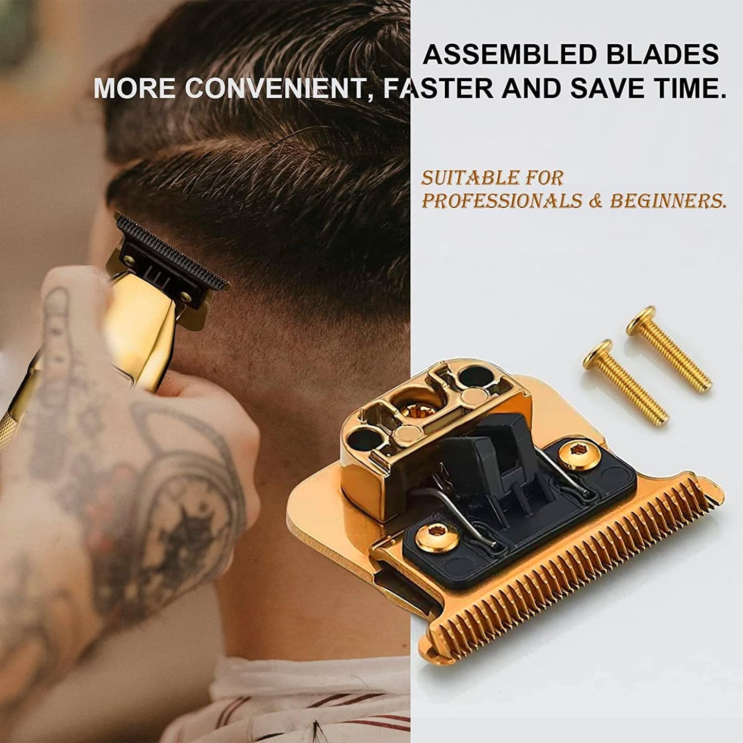 FX707Z Replacement Trimmer Blades compatible with BaByliss PRO PRO FX787 & FX726 Trimmer Trimmer Blade,DLC 2.0 Trimmer Blade (Golden-1PC)