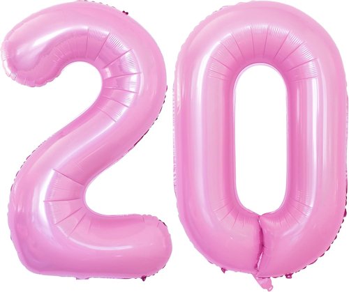 GOER Jumbo 42-Inch Light Pink Foil Balloons - Perfect for 20th Birthday & Anniversary Celebrations