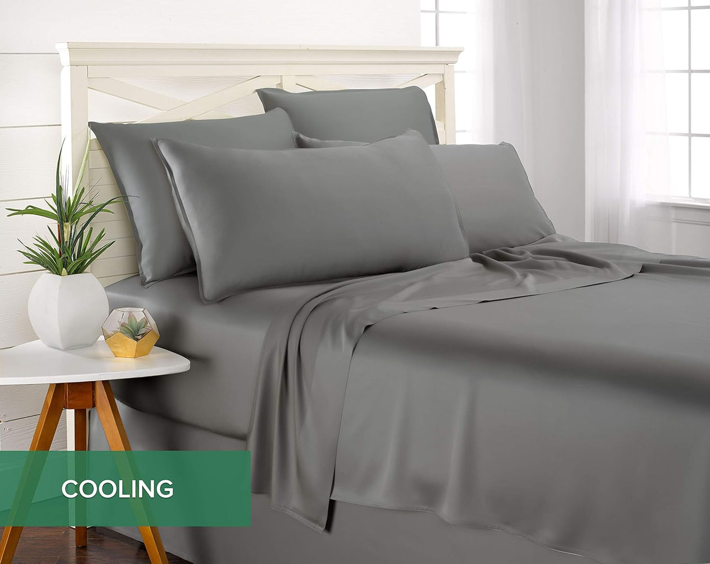 Pure Bamboo Twin XL Sheets - Luxuriously Soft & Cooling 100% Organic Viscose Bed Set | Stone Grey