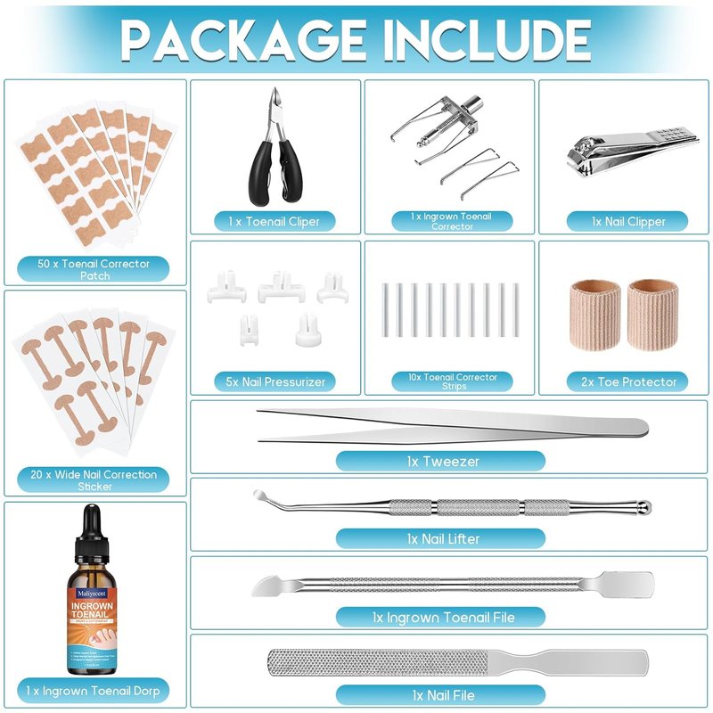 Ingrown Toenail Removal Kit - Professional Tool Set with Corrector Drops, Clipper & Nail File | Complete Pedicure Solution