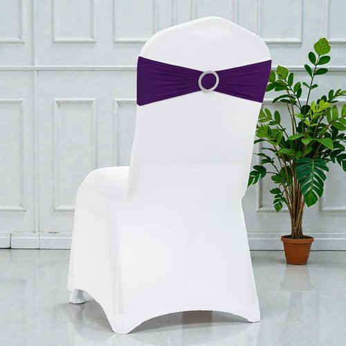 MDS Spandex Chair Sashes - Universal Fit Elastic Stretch Bows with Buckle Slider | 250 Pack - Purple