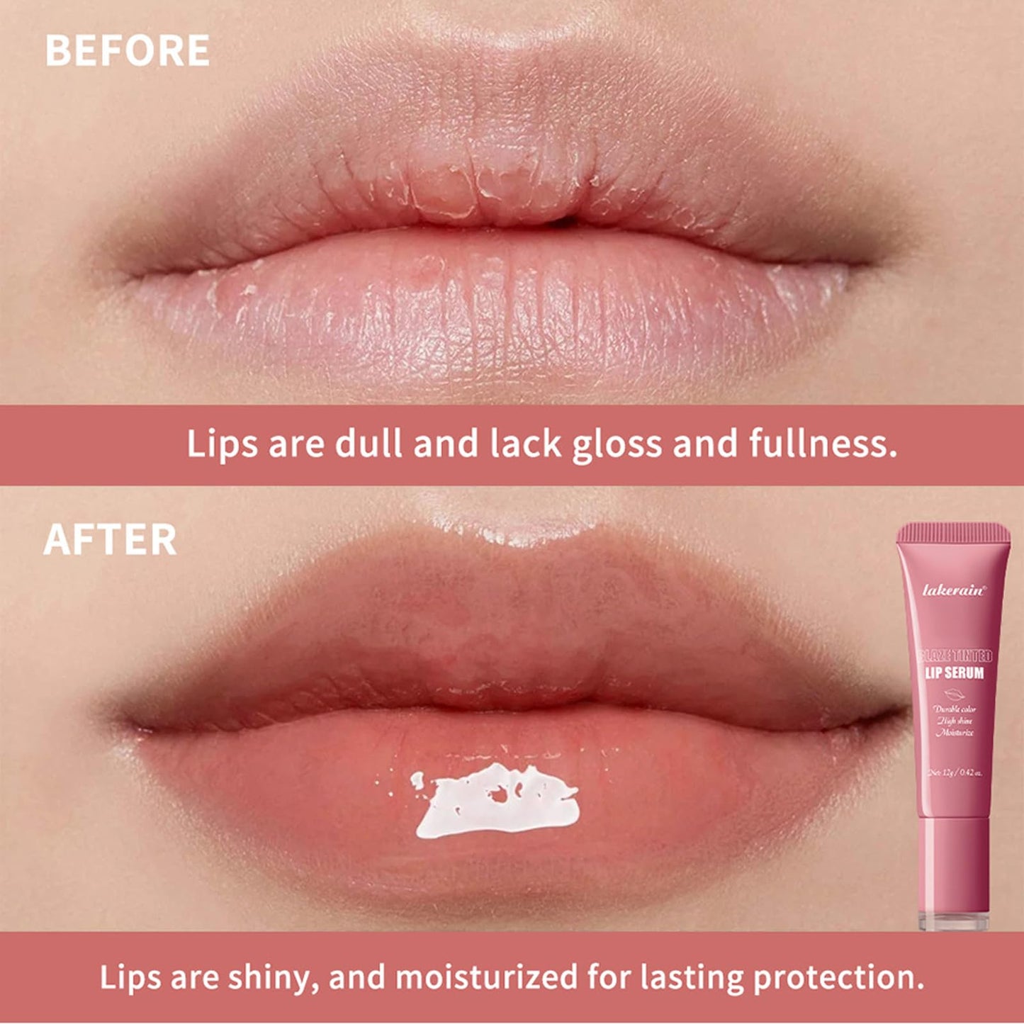 TEEROVA Tinted Lip Serum, High Shine Hydrating Lip Serum with Pluming Polypeptides, Glossy Finish (#5 Cool Pink)