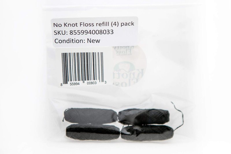 Knotty Floss Refills of Bamboo Activated Charcoal No Knot Floss with Grapefruit Seed Extract - Eco-friendly Vegan - 4 Refill Packs