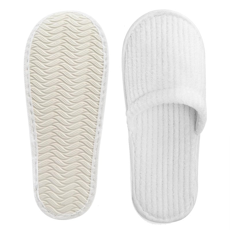 Frcctre 20 Pairs White Disposable Slippers, Closed Toe Soft Coral Fleece SPA Slippers for Women and Men, Comfortable Non-Slip Disposable Slipper for Travel Guests Hotel Home Salon