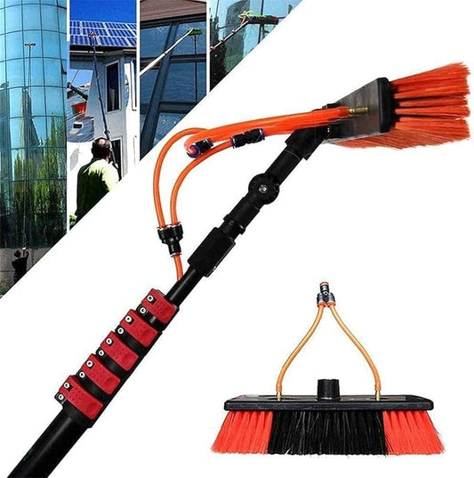 Telescopic Window Cleaner, Window Cleaning Pole Water Fed Pole Kit for Cleaner Conservatory Roof Photovoltaic Panel Cleaning Extendable Solar Panel Roof Cleaning Tools,50cmBrush-9mRod