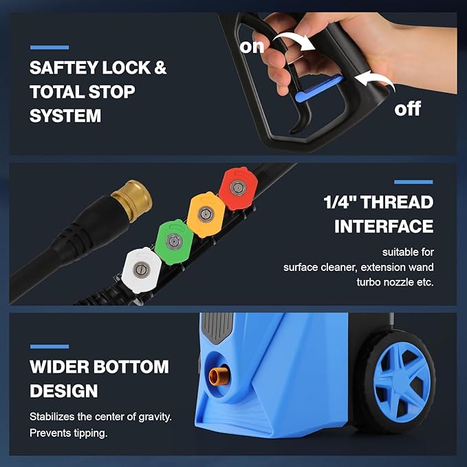 2026 New 5000PSI Electric Pressure Washer, Power Washer with 33FT Resistant Extension Hose and 4 Nozzles, Compatible with Undercarriage washers, Professional Powerwashers for Home/Car(Blue)