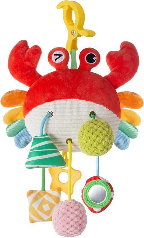 Lynncare Car Seat Toy - Engaging Stroller Toy with Clip, Rattle, Mirror & Bell for Infants 0-6 Months