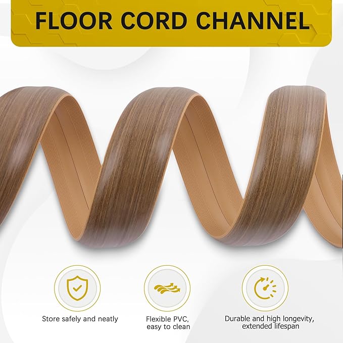 JAHOMFAI Floor Cord Cover 3.3FT Cord Covers for Wires on Floor Protect Wires & Prevent Trip Hazards, Easy to Cut for Home, Office, School, Concerts, Cavity W0.6in x H0.32in