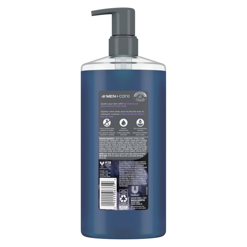 DOVE MEN Fig + Cedarwood Moisturizing Body Wash | #1 Dermatologist Body Wash for Men, Sulfate Free, Paraben Free, & Dye Free | 26oz