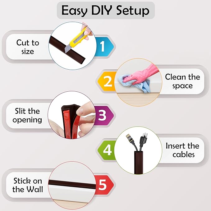 TV Cord Hider – Flexible Wall Cord Cover Slim Design Silicone Cable Raceway - Self Adhesive, Cut to Size Design for Hiding Wires on Wall - Clean Home Setup Cable Concealment (Dark Brown, 10 Feet)