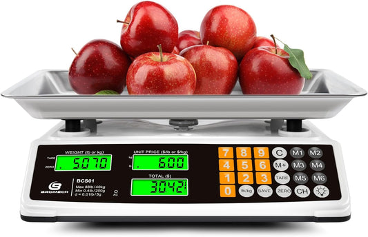 Price Computing Scale - 88lb Commercial Food Scale with Stainless Steel Platform & LCD Display