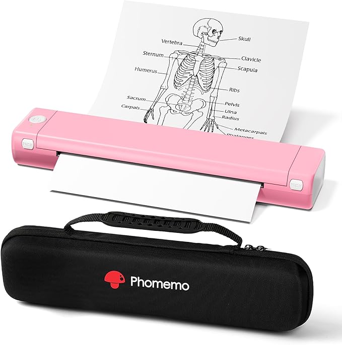 Phomemo Inkless Portable Printer for Travel - Wireless Thermal Printer Compatible with Phone & Laptop, Bluetooth Printers Supports 8.5" X 11" Letter Thermal Paper, Come with Carry Case