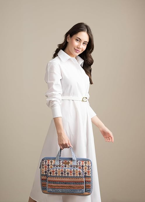 Maison d'Hermine Laptop Bag with Pocket upto 15.5 inch Stain and water repellent Cotton canvas Valentines Day Gifts - Ikat