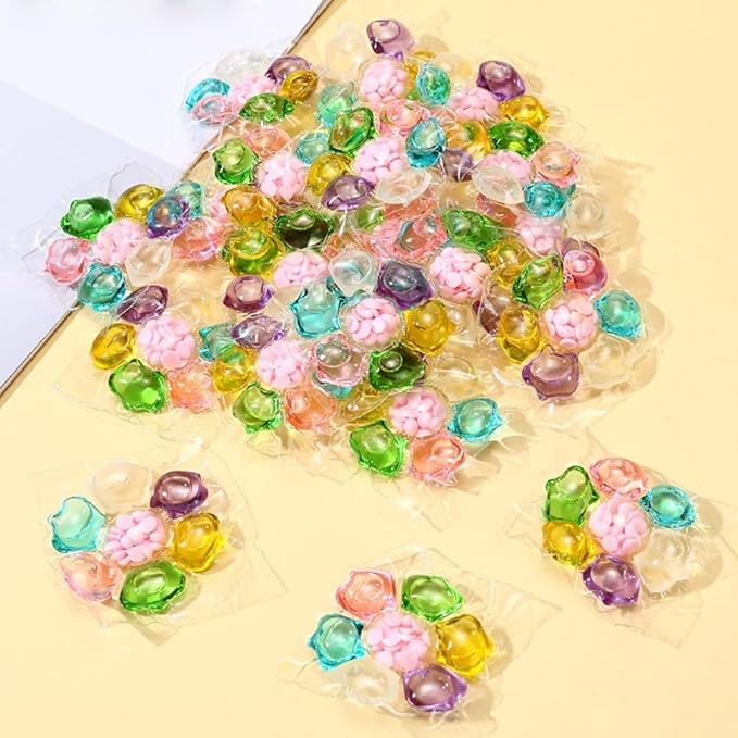100PCS Magic Laundry Beads, 9x More Concentrated, Weeks of Freshness, Deep Cleaning Laundry Detergent Capsules, Easy Dissolve Washing Pods for All Fabrics and Colors Clothes (50)