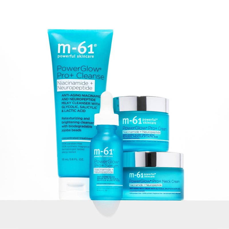 m-61 PowerGlow Pro+ Cleanse - Deep Cleansing Exfoliating Face Wash | Complex of AHAs & BHAs | Milky Gel Texture With Jojoba Beads | Sulfate Free | Derm & Allergy Tested | Made in USA - 4 Fl. Oz