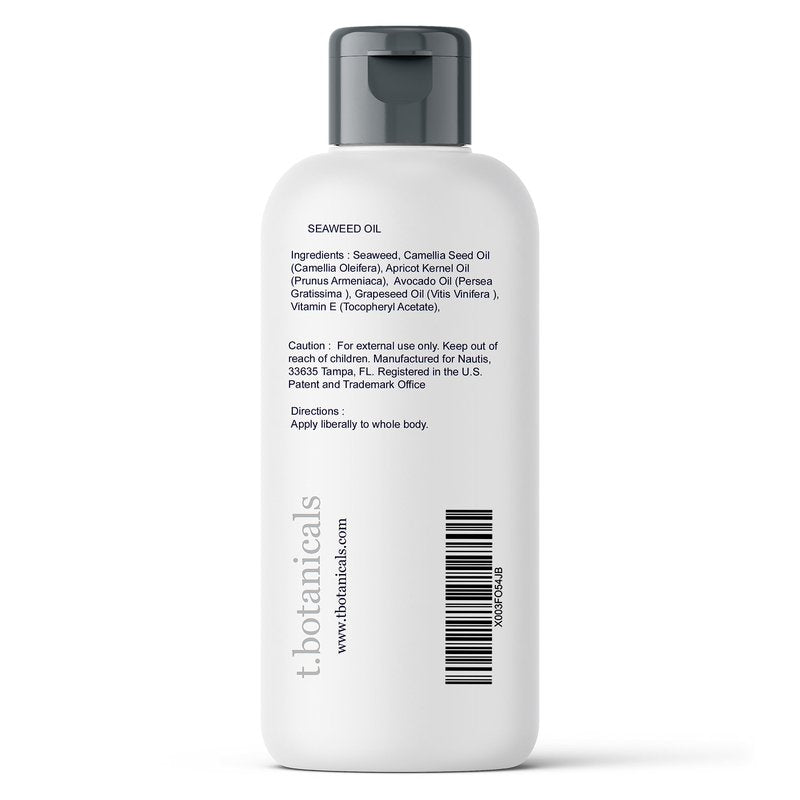 Seaweed Body Oil 8 oz. Nourishing Sea Moss Oil Fast Absorbing Firming Anti-Aging Non-Greasy Oil Day and Night Massage Kelp Moisturizer for Dry Dull, Sagging Skin, Face, Hair, Foot, Hands (Unscented)