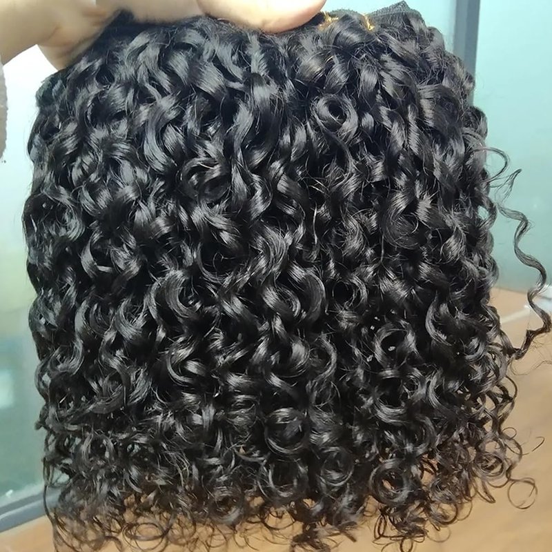 JYZ 16A Double Weft Pixie Curly Human Hair Bundles 14 Inch 1 Bundle Burmese Curly Bundles Human Hair 3C4A 100% Unprocessed Brazilian Raw Virgin Hair Extensions Quick Weave Extensions Natural Color