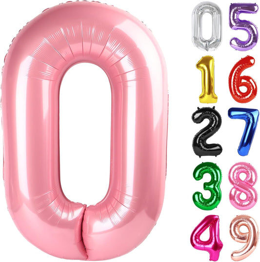 Pearlescent Pink Number 0 Balloon - 40 Inch Birthday Decoration for Milestone Celebrations