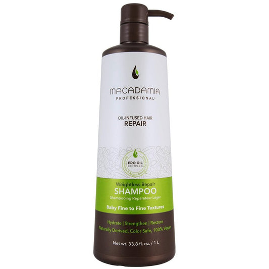 Macadamia Professional Weightless Repair Hair Shampoo – Hydrating Shampoo for Fine, Thin & Color-Treated Hair, Care Products, Vegan & Sulfate Free, 33.8 fl oz