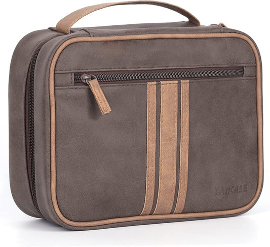 Vintage Leather Hanging Toiletry Bag for Men - Portable Dopp Kit & Shaving Organizer | Travel Accessory