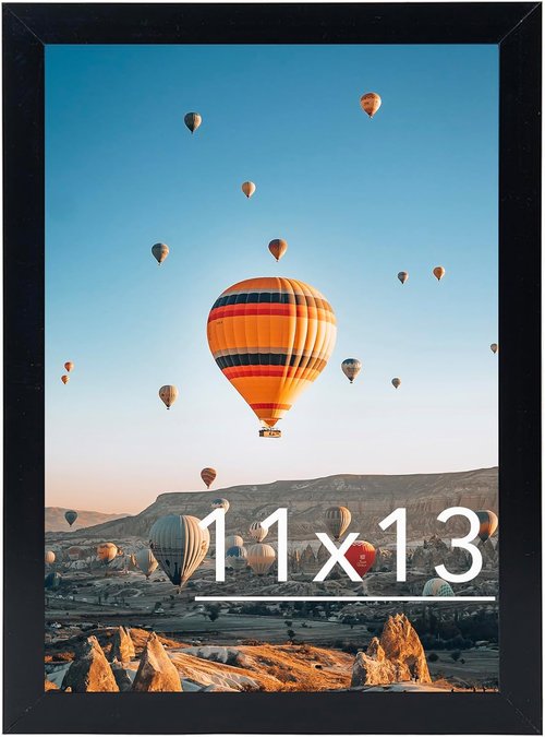 JCJMY 11x13 Black Picture Frame - Versatile Wall Mounting for Horizontal or Vertical Display | Shatter-Resistant Plexiglass
