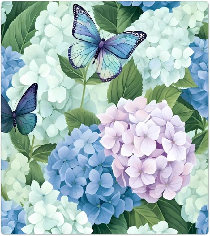 Dishwasher Magnet Cover Butterfly Hydrangea Flowers Reusable Dishwasher Magnetic Cover Sticker Decorative Dish Washer Door Cover Panel for Home Kitcen Appliance, 21x26 in